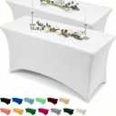 Utopia Kitchen Spandex Tablecloth 2 Pack [4FT, White] Tight, Fitted, Washable and Wrinkle Resistant Stretch Table Cloth Rectangle Cover for Trade Show, Weddings & Parties [48Lx30Wx30H Inch]