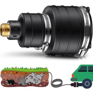 Qualirey 1 Pack Pest Control Exhaust Pipe Attachment Transport Exhaust from Car to Underground for Killing Outdoor Rodents Such as Moles, Gophers (FIT for Pipe in 2"-2.4"/ 3"-3.5" Diameter) (Black)