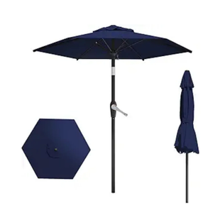 AreShark 7.5FT Patio Umbrella Table Market Umbrella w/Tilt and Crank Heavy-Duty Round Outdoor Umbrellas for Garden, Deck, Backyard, Pool and Beach, Navy