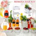 36 Pcs Mimosa Bar Supplies Includes Galvanized Tub 1L Carafe with Lid Champagne Glasses White Bowl Mimosa Bar Sign Chalkboard for Summer Baby Shower Party Supplies(Stemless,Clear), 10.24 inches x 9.84 inches