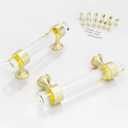 Cabinets Handles Crystal Kitchen 3 Inch Cabinet Knobs 6-Pack Dresser Double Hole 76mm 3" Brushed Gold Brass Pulls, Glass Closet Drawer Drawers Cupboard Hardware, Satin Copper Bathroom Bedroom Pull