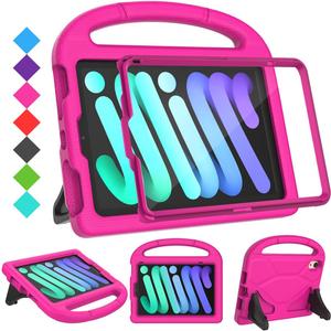 SUPLIK Kids Case for iPad Mini 7 (A17 Pro) 2024 & iPad Mini 6 (A15) 2021, 8.3-inch iPad Mini 6th/7th Generation Case with Screen Protector, Durable Shockproof Kids Cover with Handle Stand, Pink