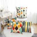 Worltoldb Throw Pillow Covers Set of 4 Decorative Soft Linen Fabric Square Cushion Case for Room Bedroom Sofa Car 18x18 (Mid Century, 18"x18")