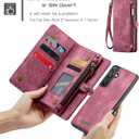 GooodiDEAR for Samsung A25 Case, Shockproof Card Holder Flip Magnetic 2-in-1 Detachable Zipper Slots Wallet Cover for Samsung Galaxy A25 5G, Anti-Scratch Leather TPU Bumper Luxury Purse Holster, Red