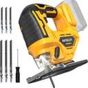Cordless Jig Saw for Dewalt 20v Max Battery, Brushless Jigsaw Cut Off Tool, Variable Speed 2900RPM, 45 Beveled Cuts, 3 Orbital Action, with Jigsaw Blades for Straight/Curve/Circle Cutting(Tool Only)