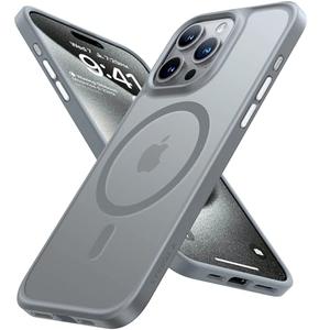 TORRAS Magnetic Shockproof Compatible with iPhone 15 Pro Case, [Military-Grade Drop Tested] [Compatible with MagSafe] Translucent Slim Protective, PC & TPU, Anti-Fingerprint Guardian Mag 2023, Grey