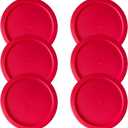 Replacement Lids fits Pyrex 2-Cup Glass Food Storage Container Bowls, 5-Inch Plastic Round Lids Covers for Pyrex 7200-PC, Airtight & Leakproof (6-Pack, Red)
