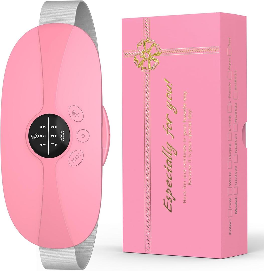 Portable Heating Pad, 5s Fast Heating, 3 Heat Levels and 3 Massage Modes, Heating Pad for Period Cramps for Women and Girls(Pink)