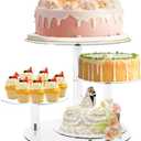 Cupcake Stand, 4 Tier Clear Round Cake and Cupcake Stand Combo for 8-12 Inch Cakes, Tiered Cupcake Tree Tower, Dessert Display Stand for Wedding Birthday Party