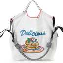 Ball&Chain Embroidery Tote Bag for Women with Shoulder Strapis a Great Gift for Women, Mom, Teachers, Friends, Bridesmaids (White)