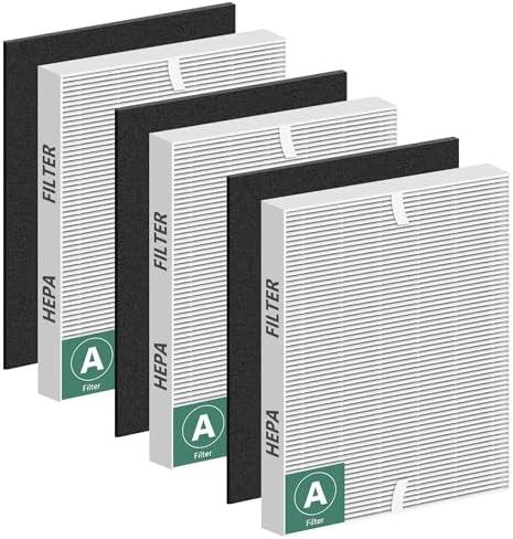Improvedhand 115115 Filter A Replacement Compatible with Winix PlasmaWave Air Purifier C535 5300 5300-2 6300 6300-2 5000 9000 C909 AM90,3 Pc H13 True High Efficiency Filter and 3 Pc Carbon Pre-filter