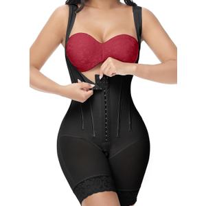 M MYODRESS Fajas Colombianas Moldeadoras Body Shaper Post Surgery Stage 2 BBL Compression Garment with Zipper Crotch (X-Small, Black)