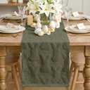 3 x Artoid Mode Olive Green Soft 3D Jacquard Bunny 100%Cotton Easter Table Runner, Holiday Kitchen Dining Table Decoration for Home Party Decor 13x72 Inch