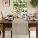 Classic Linen by D'Moksha Natural Table Runner 120 Inches Long, 100% Pure Linen, 14 x 120 Inch Table Runner for Dresser, Dining- Mothers Day, Spring, Summer