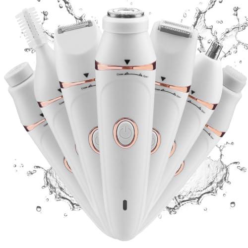USB Rechargeable 7 in 1 Portable Charging Epilator, Electric Shaver for Face, Body, Nose, Eyebrow, Arms, Legs, Instant & Painless Beauty Tools Kit for All Skin Types (White)