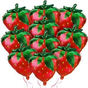 NOVWANG Strawberry Balloons, 18pcs Cute Sweet Strawberry Foil Balloons Party Decorations for Birthday Wedding Baby Shower Party Decorations Supplies