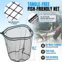 PLUSINNO Large Fishing Net, 3.4-7.7 FT Carbon Fiber Fish Net with Long Telescoping Handle, Kayak Fishing Gear Accessories Foldable Landing Net for Bass, Trout, Catfish, Fishing Gifts for Men Father, 7.7 FT Full Length