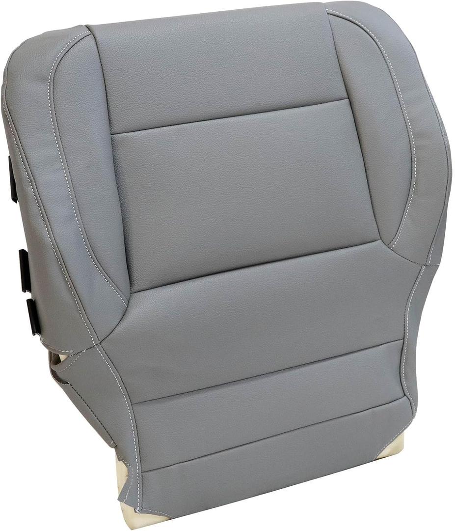 SecosAutoparts Driver Side Bottom Replacement Leather Seat Cover Gray Compatible with Chevy Silverado SLT SLE Z71 2014 2015 2016 2017 2018 2019