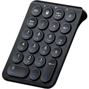 SANWA Bluetooth Numeric Keypad, Rechargeable Wireless Ten Key Number Pad, 22-Key Portable & Slim Financial Accounting Numpad for Laptop Computer, Compatible with MacBook, Windows, Android, iOS, Black