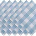 DII Buffalo Check Collection, Classic Farmhouse Cloth Napkin Set, 20x20, Light Blue & White, 6 Piece