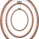 Embroidery&Cross Stitch Frames for Display,6PC Oval Embroidery Hoops,Three Sizes of Oval Framess for Embroidery Perfect for Sewing, Home Decor and Embroidery