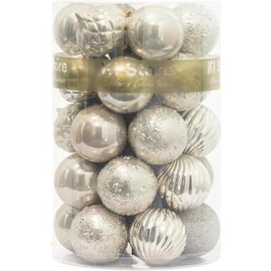 KI Store Autumnal Christmas Balls 34pcs 2.36-Inch Christmas Tree Decoration Ornaments for Xmas Tree Holiday Wreath Garland Decor Ornaments Hooks Included (2.36-Inch, Silver)