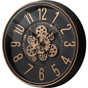 Maxstar Large Moving Gear Wall Clock,20" Vintage Mechanical Battery Operated Industrial Wall Clocks for Farmhouse Living Room,Home Office, Dinning Room, Kitchen, Steampunk Decor-Gold,Arab Numeral