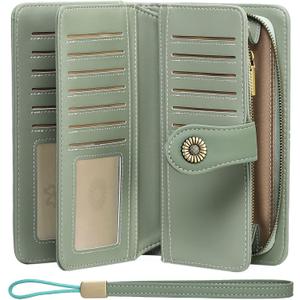 FALAN MULE Wallets for Women Trifold Wristlet Wallets Large Capacity RFID Blocking Ladies Purse Credit Card Holder