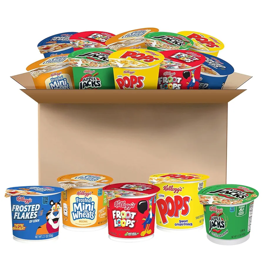 Kellogg's Breakfast Cereal Cups, Kids Snacks, Family Breakfast, Variety Pack (24 Cups) Best By: Nov. 07, 2025