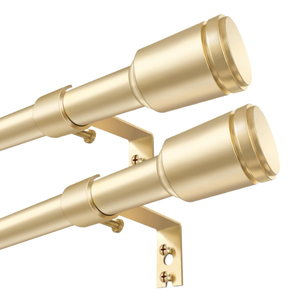 5/8” Diameter Curtain Rods 3090 Inch, for 3084 Inch Windows, Adjustable Splicing Gold Curtain Rods for Windows with Brackets, Window Rod Long Small Curtains Rod