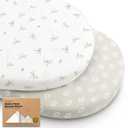 2-Pack Organic Bassinet Sheets for Girls, Boys - 100% Cotton Bassinet Mattress Sheets Compatible with Halo Bassinest Swivel Sleeper, Graco, Baby Delight, Chicco, Unisex Fitted Bassinet Sheets (Meadow)