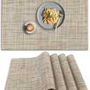 homEdge PVC Placemat, 4 PCS of Non-Slip Heat Resistant Place Mats, Washable Vinyl Placemats, Set of 4  Linen Yellow