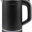 Small Kettle Electric, 0.8L Double Wall Portable Travel Kettle with 304 Stainless Steel, 600W Mini Hot Water Boiler with Auto Shut-off, Fast Boil, BPA-Free (Black)