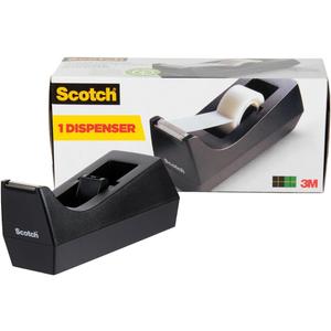 Scotch Classic Desktop Tape Dispenser, Black, 1-inch Core, Made from 100% Recycled Plastic, 1 Dispenser