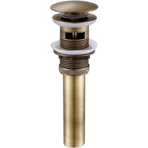 Bathroom Faucet Vessel Vanity Sink Large Pop Up Drain Stopper with Overflow, Antique Brass Sink Drainer