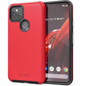 Crave Pixel 5 Case, Dual Guard Protection Series Case for Google Pixel 5 - Red