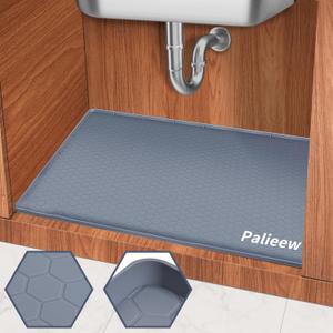 Under Sink Mat, 34" x 22" Under the Sink Mat Waterproof, Under Sink Tray Organizer, Silicone Under Sink Mats for Kitchen, Fits 36inch Standard Cabinet Under Sink Drip Tray