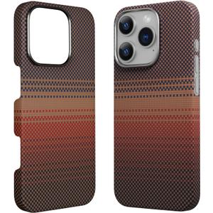 Real Aramid Fiber Case for iPhone 16 Pro Max [6.9 inch] Compatible with MagSafe,600D Aramid Weave,Thin & Light Cover with a Caseless Feel,Carbon Fiber Textures Design Kevlar Protection (Sunset-SW)