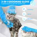 Pecute Pet Grooming Gloves, Large, Heat Resistant, Silicone Bathing and Massaging Gloves with High-Density Teeth and Enhanced Five Finger Design for Dogs and Cats, Purple
