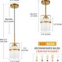 Modern Brass Pendant Lights Kitchen Island Light, Adjustable Hanging Light Fixture with Milk Glass Shade, Farmhouse Pendant Light for Dining Room Bar Over Sink/Table/Counter, 1 Pack