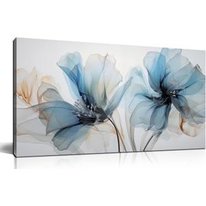 LAOTOART Flower Pictures Wall Decor For Bedroom Blue Canvas Wall Art For Office Women Modern Canvas Wall Art For Living Room Size 20 x 40 Inch