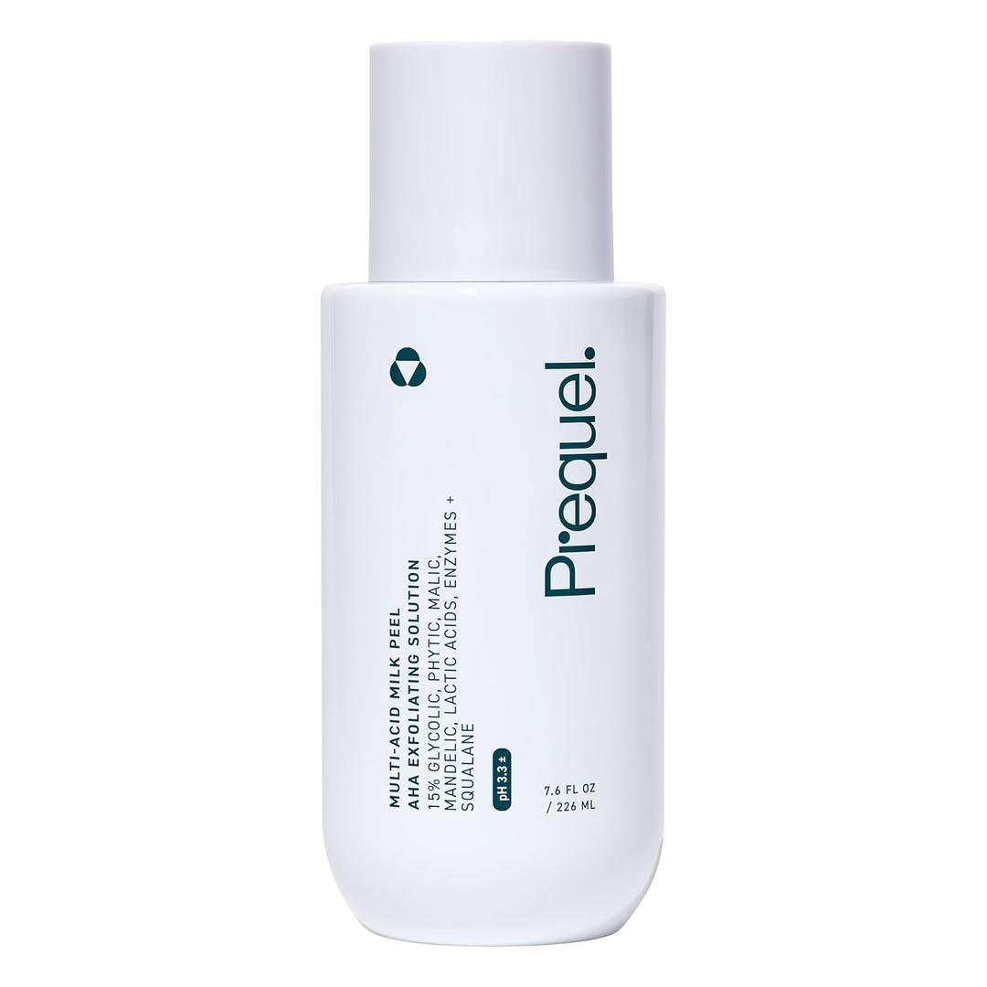Prequel Skin Multi-Acid Milk Peel, Professional Exfoliating Solution. 15% Glycolic Acid Face Peel with Lactic Acid and Enzymes. Hydrating Chemical Exfoliant. Clinical-Strength Formula, 7.6oz Bottle.