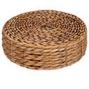 CENBOSS Woven Placemats (13.5" Set of 8, Brown Wash) Round Placemat, Wicker Place mats, Rattan Place mat, Plate Chargers