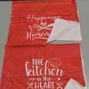 Sratte 6 Pcs Kitchen Decor Accessories Set Farmhouse Towels Pot Holders Oven Mitts Set 2 Dish Towels 2 Potholders 2 Cooking Mittens Oven Glove for Christmas Baking Cooking Supply(Red,Kitchen)