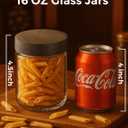 16oz 4 Pack Overnight Oats Containers with Lids, Glass Mason Jars with Acacia Wood Airtight Lids, Wide Mouth Meal Prep Storage Jars for Yogurt, Chia Pudding, Salad, Parfait, Snacks, Spice