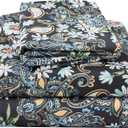 JSD Black Paisley Floral Printed Sheet Set King Size, 4 Piece Soft Pattern Microfiber Sheets Extra Deep Pocket