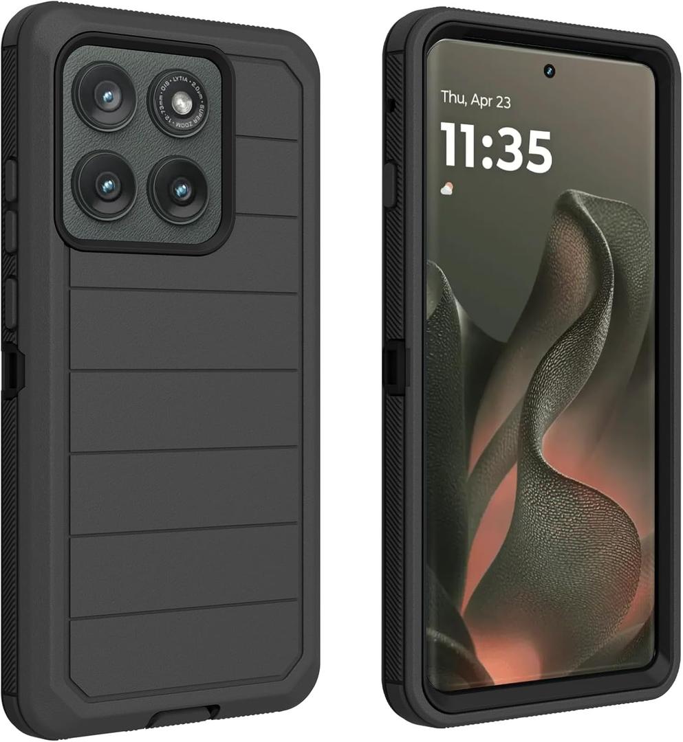for Motorola Edge 2025 Case, Heavy Duty Bumper Case Heavy Duty Shockproof Dustproof 3 in 1 Rugged Protective Phone Cover for Motorola Moto Edge 2025 (Black)