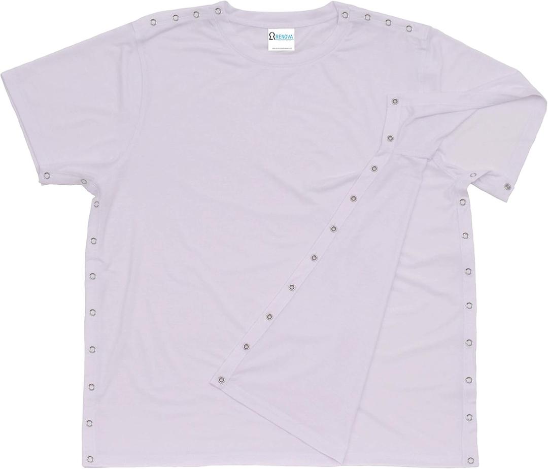 Post Shoulder Surgery Shirt - Men's - Women's - Unisex Sizing (Large, White)