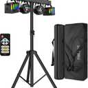 DJ Lights with Stand for Party | All-in-One LED Stage Lighting System for Weddings Club Gig Bar Band Disco Booth Live Show Events | Sound Activated & DMX512 | Portable 7FT Tripod