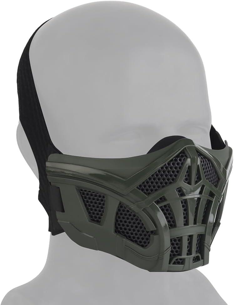Airsoft Half Face Masks, Half Lower Steel Mesh Airsoft Protective Gear Breathable Silicone Lining Mesh Cover for Adult Men Women BBS Airsoft Shooting CS Survival Games (Green)
